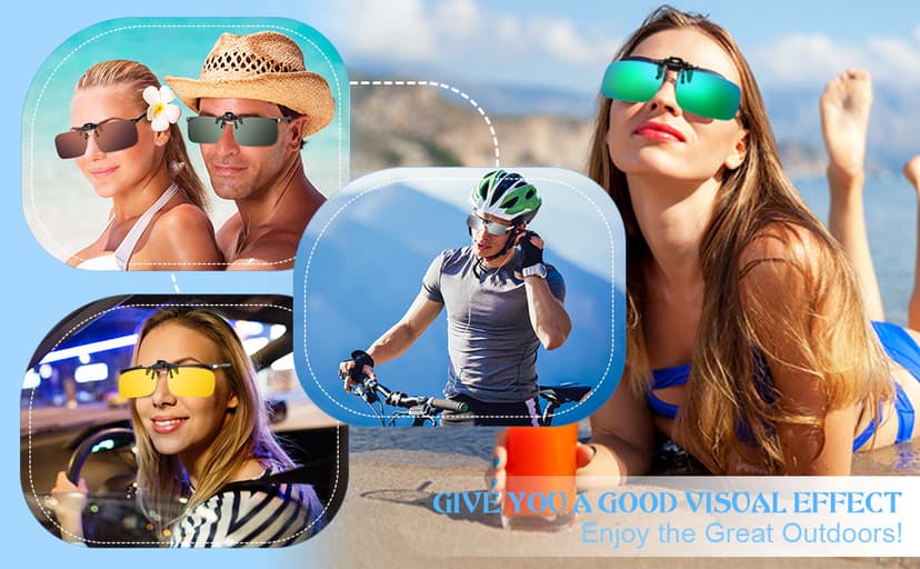 Frienda 5 Pairs Polarized Clip On Sunglasses Rimless Flip Up Anti Glare Driving Glasses