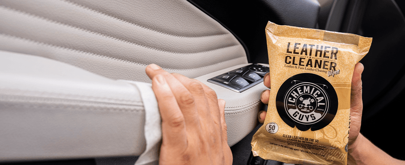 Chemical Guys Leather Cleaner Wipes Mega 50 Pack - Interior Leather Wipes for Cars, Natural, Synthetic, Faux & Pleather Surfaces, Safe for Cars, Trucks, Furniture, Boots & More, Convenient 50 Count