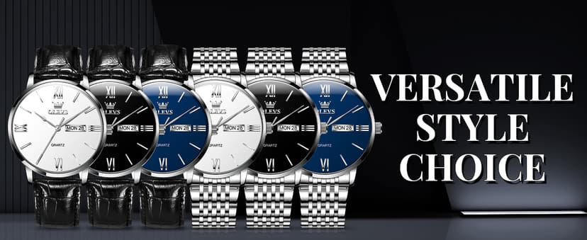 OLEVS Men’s Watches Waterproof Dress Minimalist Analog Quartz Stainless Steel Casual Men’s Wrist Watch with Day Date, Classic Luxury Elegant Roman Numerals Dial Big Face Relojes para Hombres