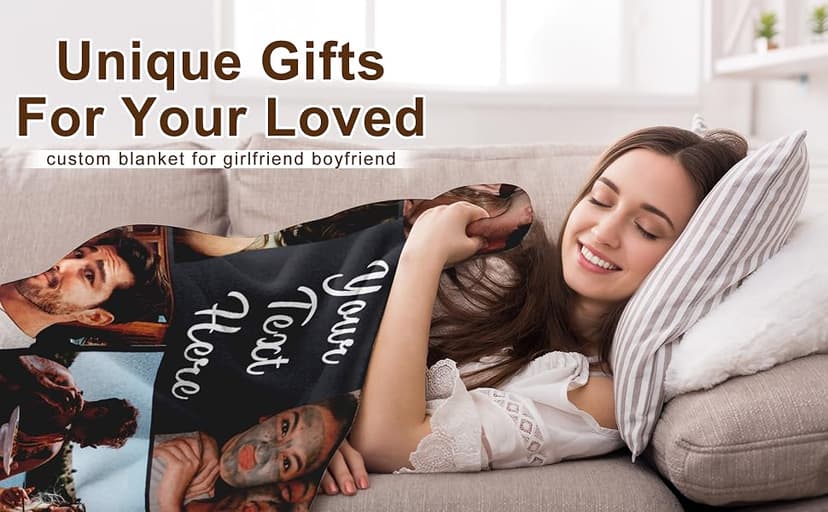 Yofair Ships Next Day, Custom Blanket with Picture Soft Fleece Throw Blanket Anniversary Couple Gifts Personalized Photo Blankets Birthday Gifts for Women Boyfriend Girlfriend Wife Husband B0FM3VF654