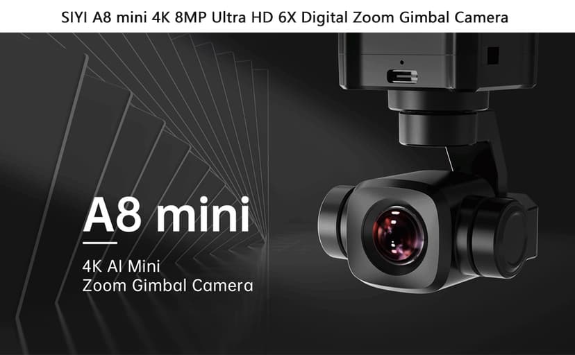 SoloGood FPV Camera SIYI A8 Mini Gimbal Camera 4K 8mp HD 6X Digital Zoom with AI Smart Identify and Tracking HDR Starlight Night Vision for UGV USV RC Plane FPV Drones Robot