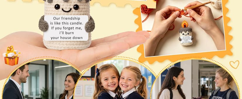 YUEYUQIU Funny Best Friend Birthday Gifts for Women Men, Handmade Crochet Candle Decor, Sarcastic Friendship Presents for Bestie Sister, Cute Birthday Christmas Gag Gift, Dark Humor Desk Accessories B0GHDZ4BJM