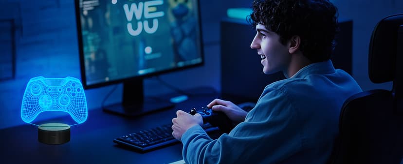 Attivolife Gamepad 3D Illusion Lamp, Controller Night Light with Remote Control + Timer 16 Color Changing Desk Lamp Kids Gamer Room Decor Plug in Best Cool Festival Birthday Gift for Boy Men B08Y5J1ML5