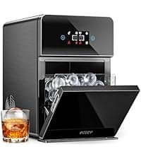 ecozy 2.4" Clear Ice Ball Maker Countertop with CrystalFlux Technology, Minimal Footprint Sphere Ice Maker with 8H Timer, 1 pcs in 40 Mins, 32 pcs/Day, Self-Cleaning for Home Bar Whiskey & Bourbon