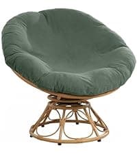 HOMBYS Fluffy Shaggy Cover for Papasan Chair Cushion, Plush Faux Fur Slipcover ONLY, (Without Cushion) Removable Soft Papasan Cushion Covers with 8 Ties, (Sage Green, 55"x55")
