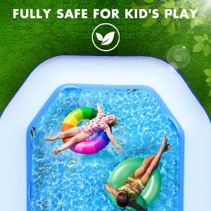 Inflatable Pool with Canopy, Large Inflatable Swimming Pool for Kids,Adult, Blow Up Pools with Seats,Backrest.Durable Thickened Inflatable Family Pools for Backyard,118"x75"x22"-Dark Blue