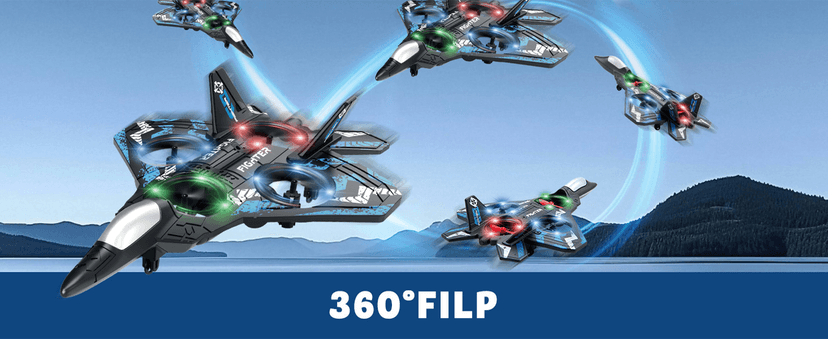 JoyRapt Drones for Kids Form RC Plane, Remote Control Airplane, Aircrafts Toys for Boys, Jet Helicopter Drones with LED Lights 360° Flip, Gifts for 6 8 10 Year Old Boys, 2 Rechargeable Batteries