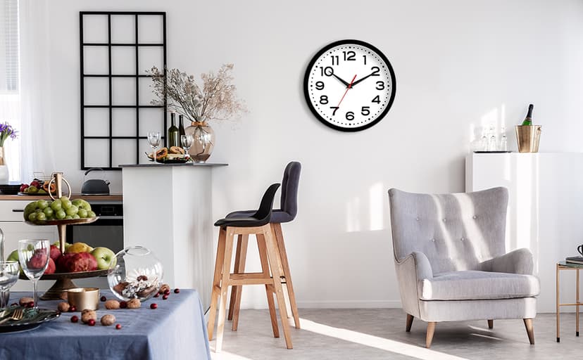 Roymnie Wall Clock Silent Non-Ticking Modern Clock Battery Operated 8 Inch Small Classic Analog Decorative for Kitchen, Living Room, Office, Bedroom, Bathroom (Black)