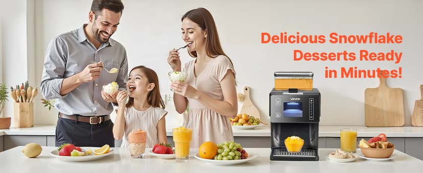VEVOR Snowflake Ice Machine, 44LBS/24H Snowflake Ice Maker, Ice Shaver Machine with Stainless Steel Blade, Electric Snow Cone Maker with 0.2 Gal Tank, 60S Fast Pre-Cooling, for Home & Small Gatherings