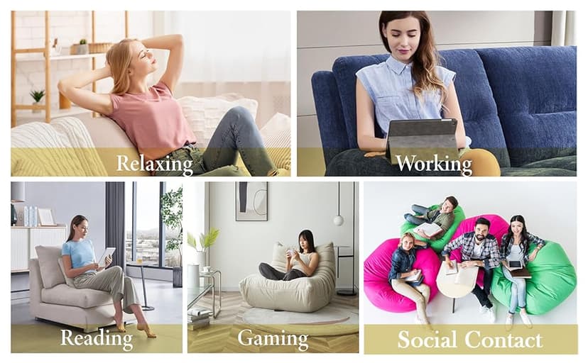 Bean Bag Chairs, Memory Foam Stuffing Bean Bag Chair for Adults/Teens/Kids, Velvet Lazy Sofa Furniture with Removable High-Rebound Memory Foam for Living Room Bedroom College Dorm
