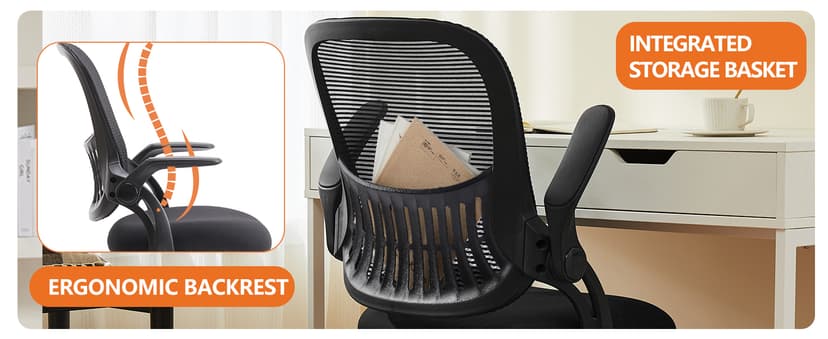 Sweetcrispy Tall Drafting Desk Chair - Ergonomic High Stool Computer with Adjustable Height and Comfy Lumbar Support, Office Rolling Counter with Flip-up Arm and Footrest, Black