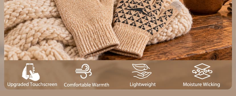 Achiou Winter Gloves, Glove for Men Women, Upgraded Touch Screen Texting Warm Running with Thermal Soft Knit Lining