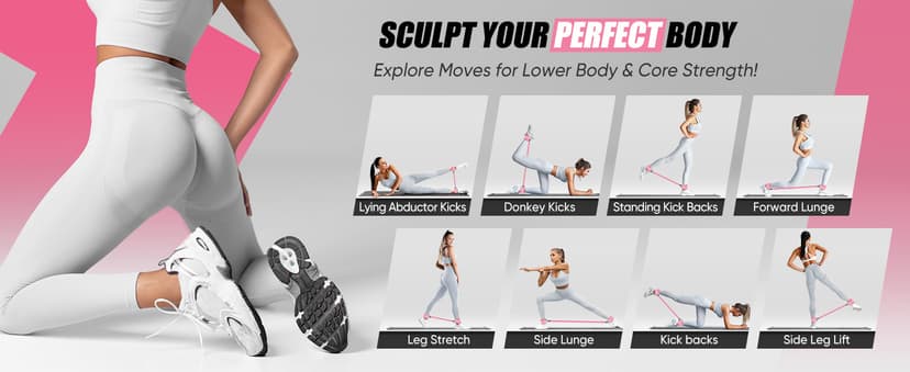 Ankle Resistance Bands with Cuffs, Ankle Weights Bands for Working Out, Women Leg and Glutes Workout Equipment, Exercise Bands for Kickbacks, Butt and Booty Trainer, Home Gym Fitness Equipment