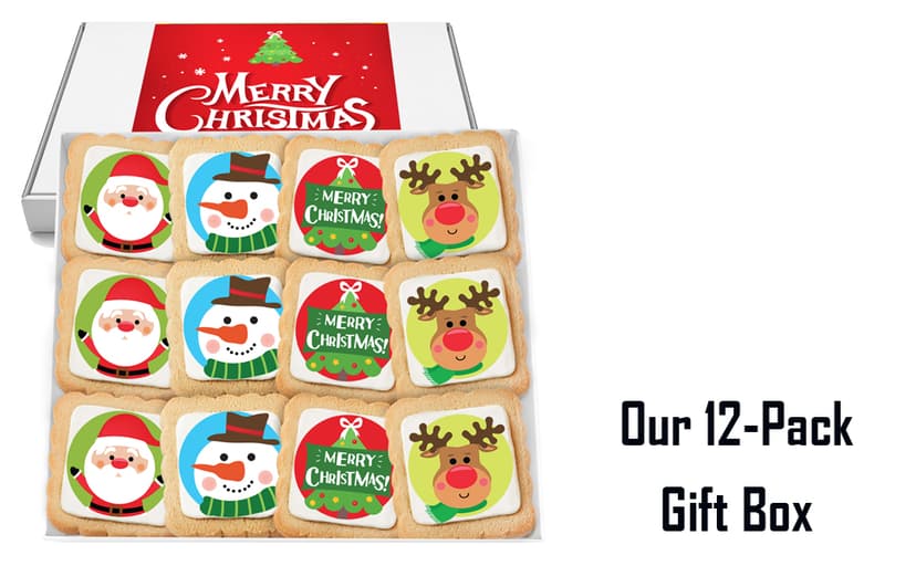 Christmas Cookies Gift Baskets Box for Men Women Kids | Holiday Cookie Treats decorated | Individually Wrapped Sugar | Nut Free | 4 Pack