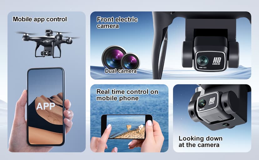 RC Hobby Drone with Screen Display Remote Control, 1080P Dual Camera, Speed Adjustment, Altitude Hold, One-Key Takeoff, 3D Flips, 2 Batteries, Hovering, Brushless Motor, APP Control, Plane Copter, LED Lights, Adult Beginners FPV Quadcopter Airplane Helicopter, Drone Kids For Age 8-12 (Black)