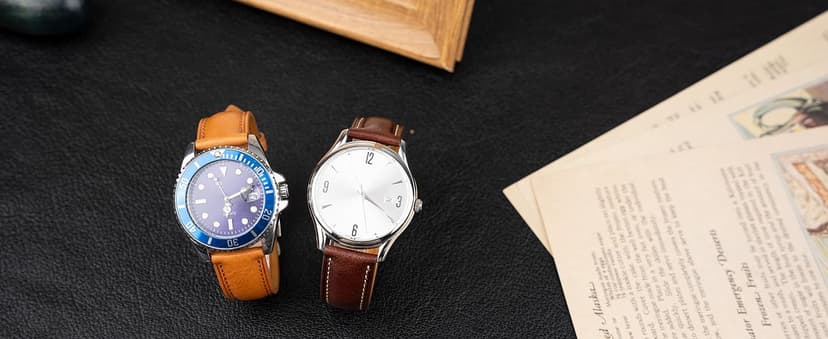 Gomvadr Italian Leather Watch Band Tuscany Natural Vegetable-Tanned Top Grain Genuine Leather Strap,18mm 19mm 20mm 21mm 22mm XL XXL Quick Release Replacement Watch Bands for Men and Women Thick and Soft