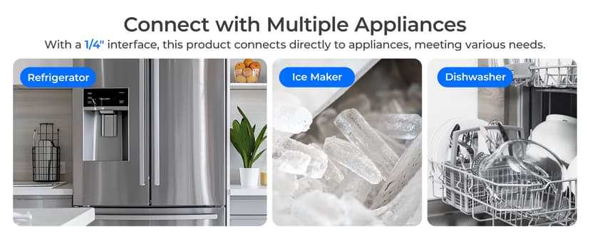 Waterdrop 15UC-UF 0.01 μm Inline Water Filter for Refrigerator, 2 Years, In Line Water Filter for Icemaker, Ideal for Ice Maker, RV, Refrigerator, 1/4 inch Direct Connect, NSF/ANSI 42 Certified