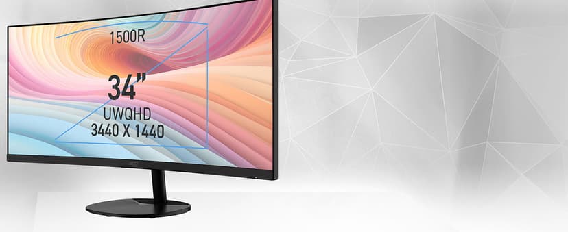 msi PRO MP341CQ E12 34-inch VA 3440 x 1440(UWQHD) Computer Monitor, 120Hz, Adaptive-Sync, HDMI, DisplayPort, VESA Mountable, Speaker, 1ms, Black