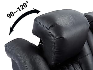 comfiroom Leather Home Theater Seating, Classic Series Game Seats Movie Theater Chairs Recliner Sofa with Type-C USB Charger Port, Bedroom Sofa Chair for Living Room (Black, Row of 1)