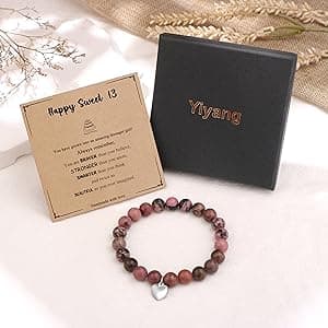 Yiyang 13th 16th 18th 21st 25th 30th 35th 40th 45th 50th 60th 65th 70th 75th 80th Birthday Gifts for Women, Natural Stone Bracelet Birthday Gifts for Women Mom Daughter Grandma Sister Coworker