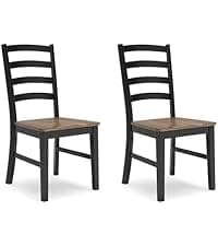 Signature Design by Ashley Berringer Dining Chairs Set of 2, Classic Wood Spindle-Back Design, Cushioned Microfiber Seat, Rustic Finish for Kitchen & Dining Room Chair, Walnut