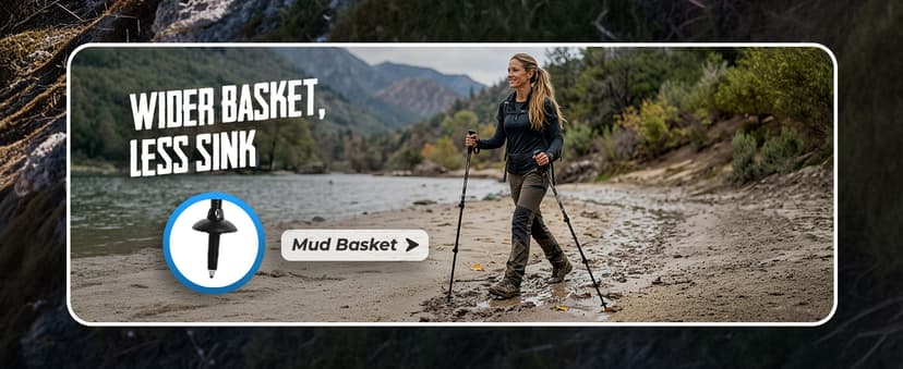 TrailBuddy 3K Carbon Fiber Hiking Poles - Collapsible Lightweight Trekking Poles for Hiking - Adjustable Walking Sticks for Women, Men, Seniors with All-Terrain Tips, Baskets & EVA Grips