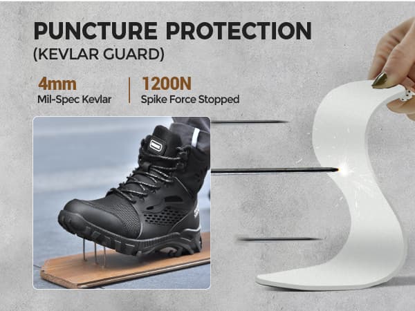 SUADEX Steel Toe Boots for Men Women Waterproof Arch Support Work Construction Indestructible Safety Boots