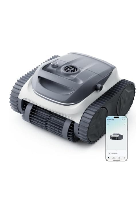 (2026 Upgrade) BUBLUE F10 Pool Surface Skimmer Robot,Robotic Pool Skimmer with App Control,Powerful Suction,5L Filter,Dual Cleaning Modes, AI Navigation,Ideal for In-Ground & Above-Ground Pools,White