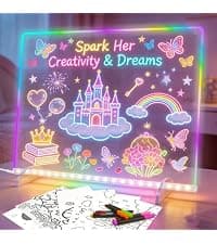 8 Colors, 8 Modes, 15 Light Effects with Music & Blue-Tooth, Doodle Neon Glow Pad Toys Gift for Girls/Boys/Kids 16" Rechargeable LED Drawing Board, Kids Birthday Christmas Gift B0GT9HHRJJ