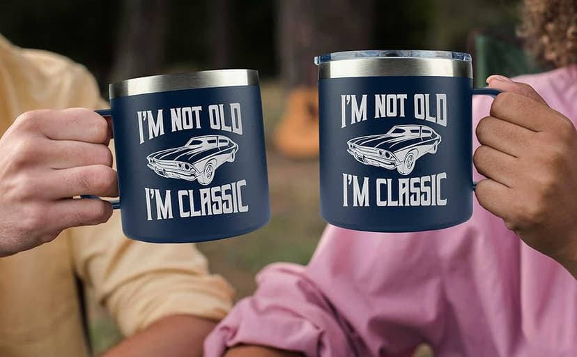 Gifts for Dad from Daughter, Son, Kids on Fathers Day, Christmas - Grandpa Gifts for Christmas - Birthday gifts for Grandpa - Dad Birthday gifts - Funny Mug 14oz, Navy Insulated Stainless Steel