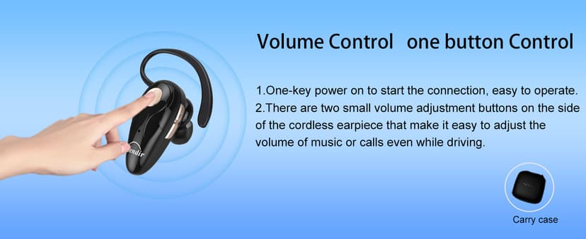 Kendir Bluetooth Headset, V5.0 Ultralight Wireless Headphone Cell Phone Earpiece with Mic Headsetcase,Volume Control, Handsfree Earbud,Compatible with Android/iPhone/Smartphones/Laptop