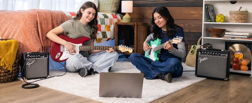 Fender Squier Debut Series Stratocaster HSS Electric Guitar, Beginner Guitar, 2-Year Warranty, Includes Free Lessons, Sea Foam Green with Satin Urethane Finish