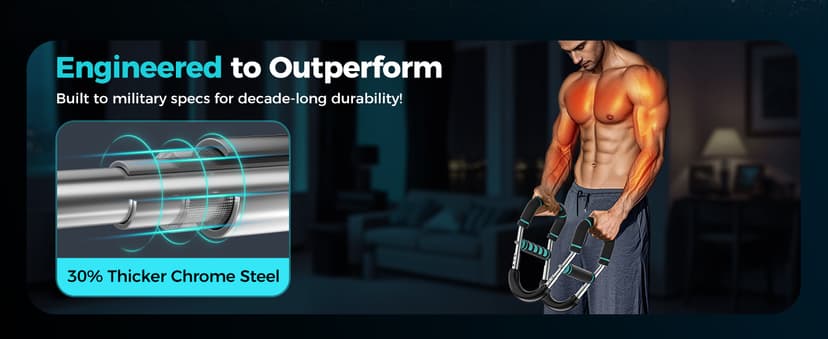 Twister Arm Trainer, Adjustable 5 Resistance Levels (40-130 lbs) Chest & Arm Workout Equipment for Men & Women, Ergonomic Home Gym Strength Trainer with Anti-Slip Handles & Carry Bag