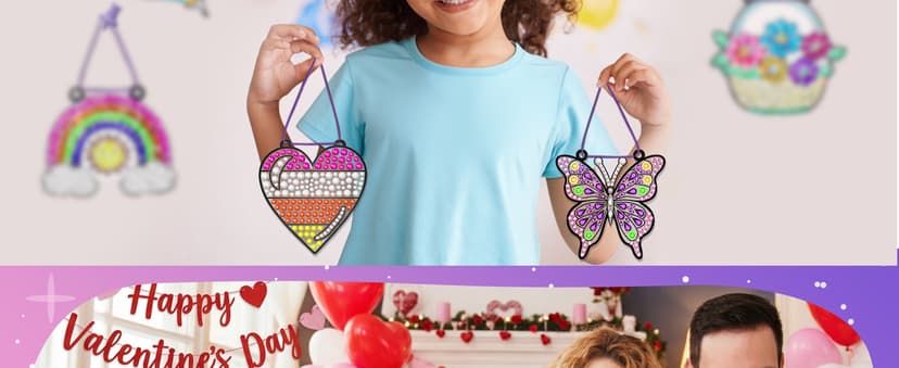 Birthday Gifts Kit for Girls Boys Ages 4 5 6 7 8 9 10 Years Old DIY Creative Kids' Mosaic Kits Diamond Art Crafts Toys ZIZZ Diamond Window Art Suncatcher Kits for Kid 5PCS Gem Painting Crafts B0FM3YQY2W