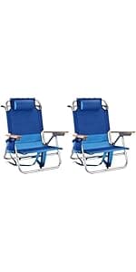 Backpack Beach Chairs for Adults Capacity 300 LBS high 5 Position Beach Chair with Pouch Straps Folding Lightweight Reclining Aluminum Wide Lay Flat Single