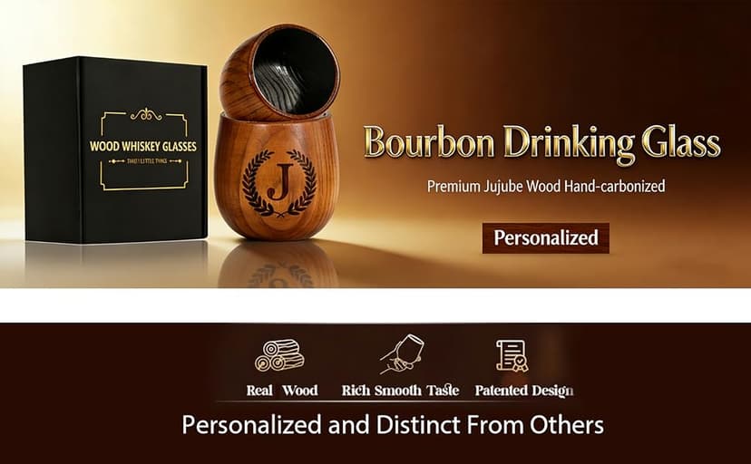 Birthday Gifts for Men Dad Husband Whiskey Glass Anniversary Groomsmen Gift, Whiskey Bourbon Gifts for Men Brother Grandpa Personalized Charred Wooden Bourbon Glass(J) B0GSFFTSFQ