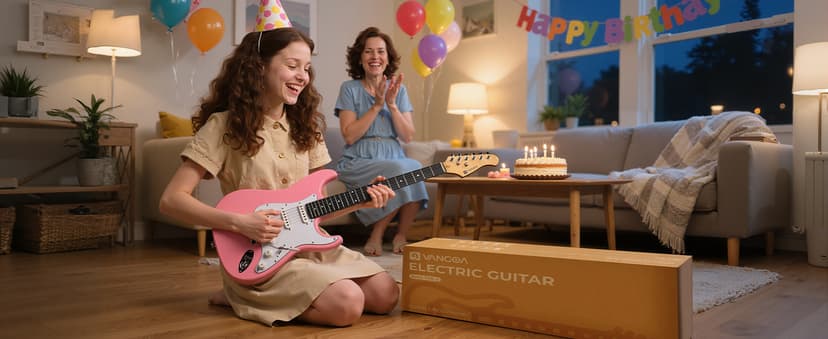 Vangoa 39 Inch Full Size Electric Guitar Beginner Kit Solid Body SSS Pickups with Amp, Bag, Tremolo Bar, Strings, Tuner, Picks, Strap, Capo, Cable for Starter Girls Adults Teens, Petal Pink