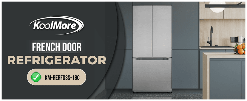 KoolMore 30-Inch and 18.5 cu. ft. Counter Depth French Door Refrigerator with Three Doors and Deep Freezer in Stainless-Steel (KM-RERFDSS-18C)