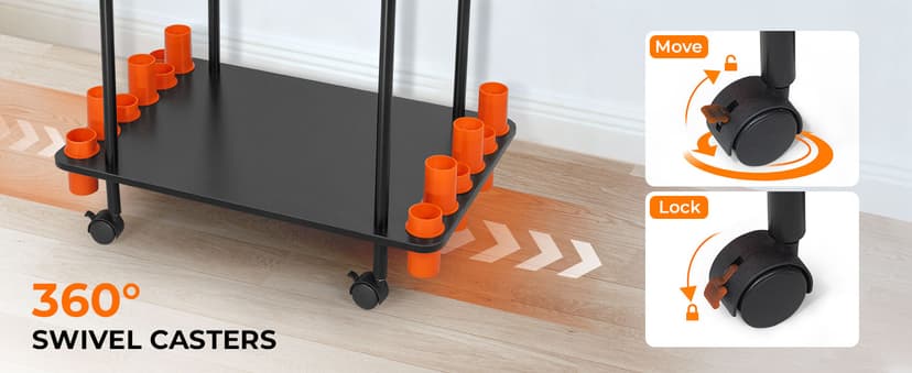 KastKing V10 Gear Trolley, Indoor Fishing Rod Holder for 10 Combos, 3-Tier Fishing Accessory Shelves With Peg Wall, Patented Built-in Line Spooler, Mobile Tackle Storage Cart With Locking Wheels