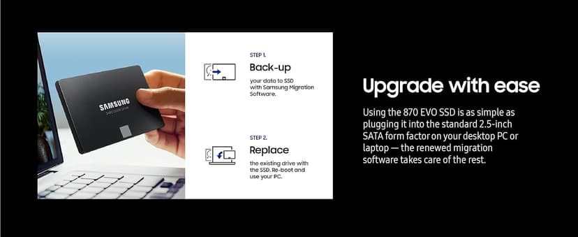 Samsung 870 EVO SATA III SSD 1TB 2.5” Internal Solid State Drive, Upgrade PC or Laptop Memory and Storage for IT Pros, Creators, Everyday Users, MZ-77E1T0B/AM