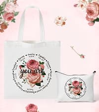 Y1tvei Crochet Canvas Tote Bag - 2Pcs Cosmetic Pouch Tote Bag Reusable Grocery Folding Shopping Bag for Crocheters Women