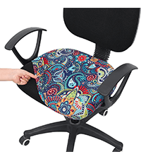 Smiry Stretch Jacquard Office Computer Chair Seat Covers, Removable Washable Anti-dust Desk Chair Seat Cushion Protectors - Black