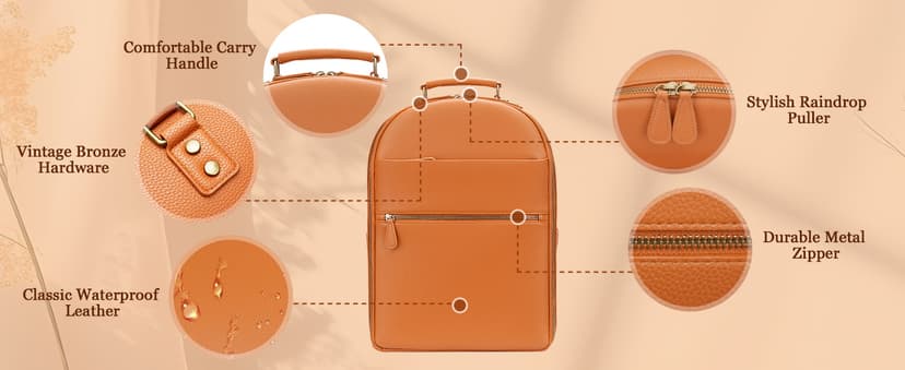 Divvia Camera Backpack Classic PU Leather with 15 Inch Laptop Compartment, Professional Camera Bag for Photographers for DSLR Large 20L