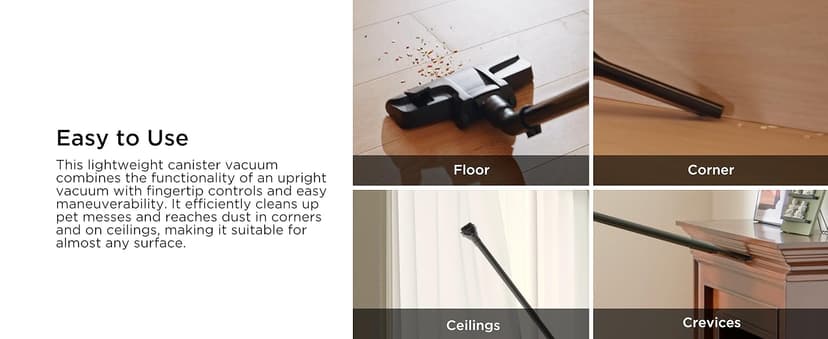 Eureka 3670M Canister Cleaner, Lightweight Powerful Vacuum for Carpets and Hard floors, w/ 5bags,Yellow