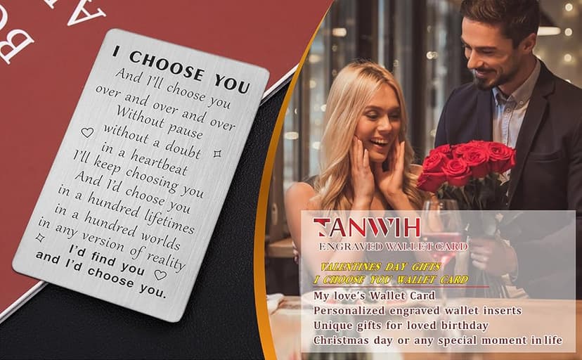 TANWIH I Choose You Wallet Card for Him, Wedding Gifts for Groom from Bride, Fiance Gifts for Him, To My Husband On Our Wedding Day, I Love You Card for Men, Engagement, Valentines Day