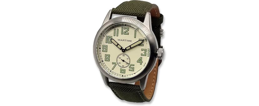 WTI WORLD TIME INTERNATIONAL WARTIME | WW2 Military Watch – Vintage USAAF Watch, Swiss-Quartz Movement with Canvas strap and leather lining, 10 ATM Water Resistant. The Perfect WW2 Memorabilia. Mens Watches for Ever