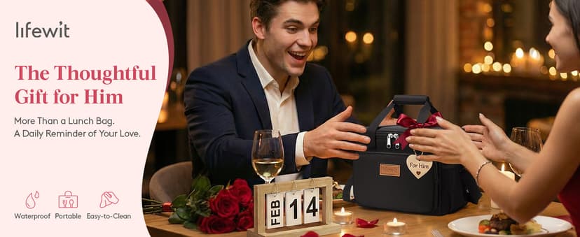 Lifewit Medium Lunch Bag Insulated Lunch Box Soft Cooler Cooling Tote for Adult Men Women, Black 12-Can (9L)