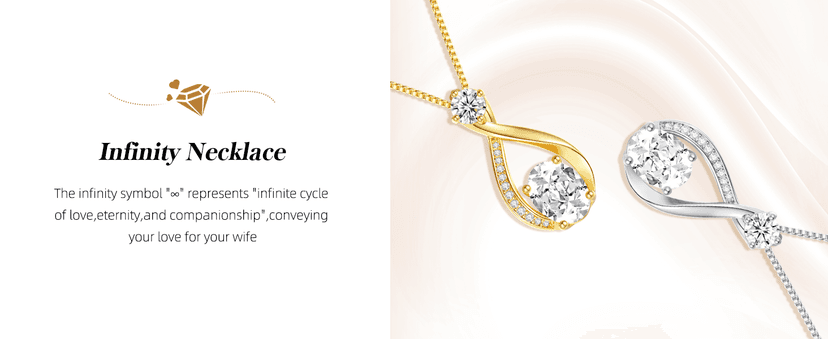 1.5CT Moissanite Infinity Pendant Necklace Anniversary Wedding Gifts for Women Wife Her S925 Sterling Silver 18K White Gold/Gold Filled Jewelry for Birthday Mothers Christmas Valentines Day