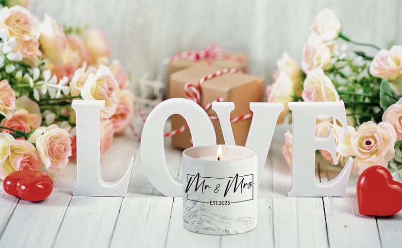Mr and Mrs Gifts, Wedding Gift for Couples, Newlyweds Wedding Registry Bride and Groom to Be, Bridal Shower Gifts - 6 Oz 2025 New Couple Ceramics Candle