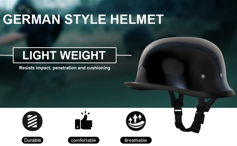 Daytona Helmets German Style Novelty Motorcycle Helmet - Timeless Classic Design, Comfortable Padded Liner, Adjustable Leather Chin Strap- Perfect Biker Accessory for Men & Women